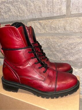 Mark Jenkins Wine/Oxblood Leather Combat Boots Sz 7